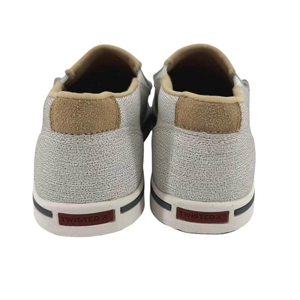 Twisted X Youth Sz 3 Kicks Gry Woven Checkerboard Leather Slip On Shoes YCA0022
